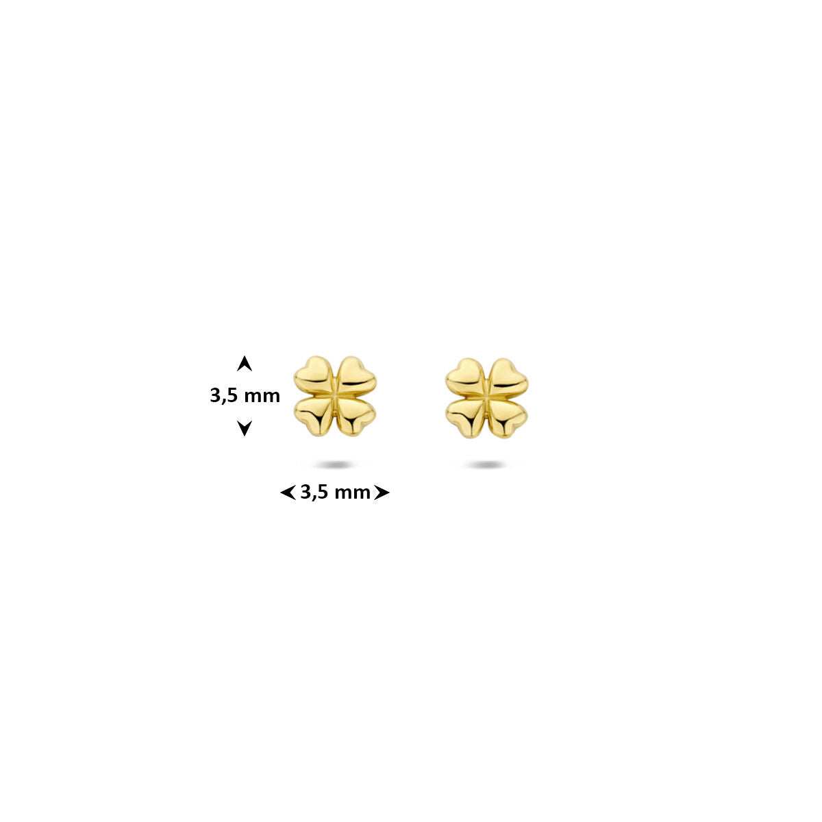 Fantasy Collection Oorbellen klavertje 3,5 mm 14K geelgoud