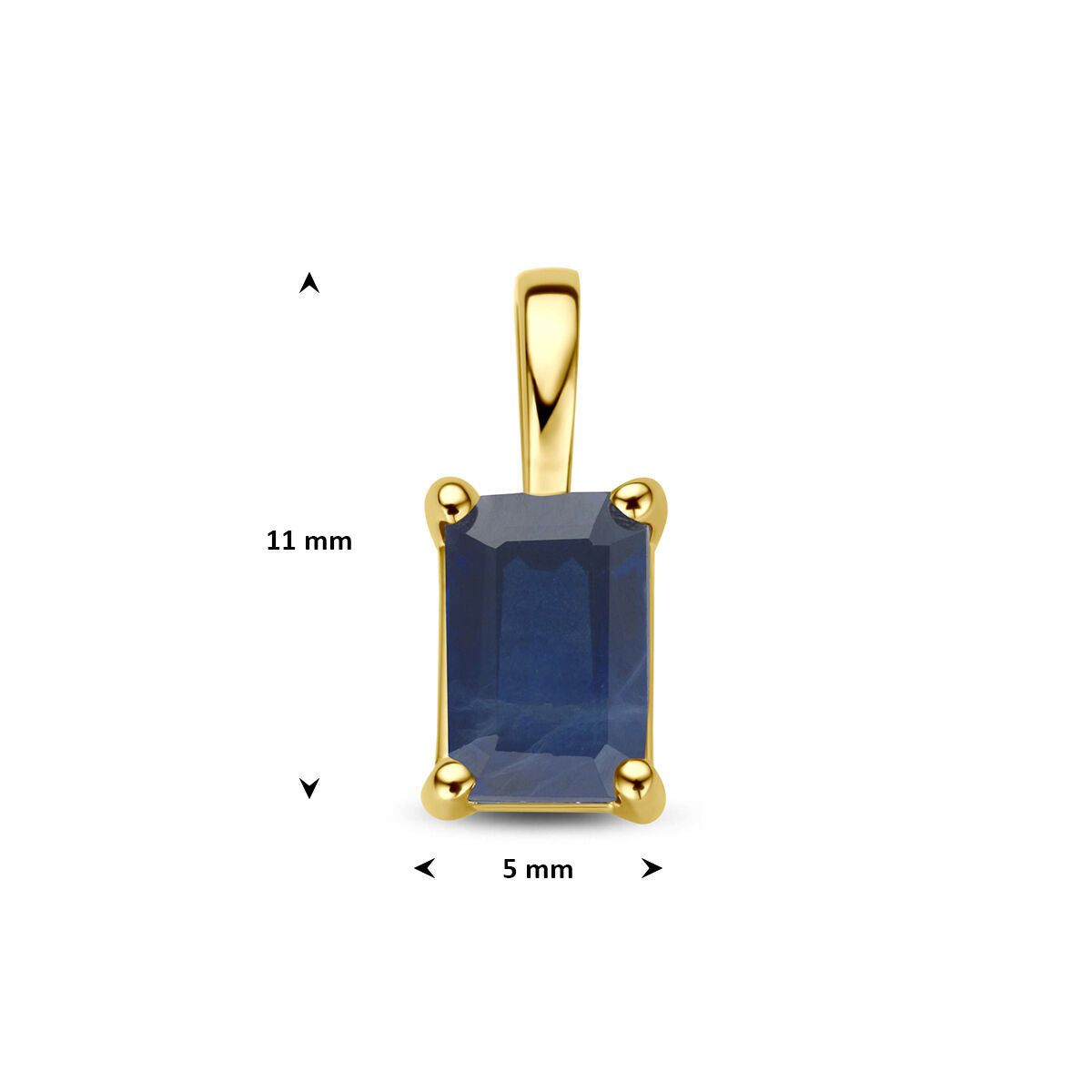 Hanger saffier 14K geelgoud 11 mm