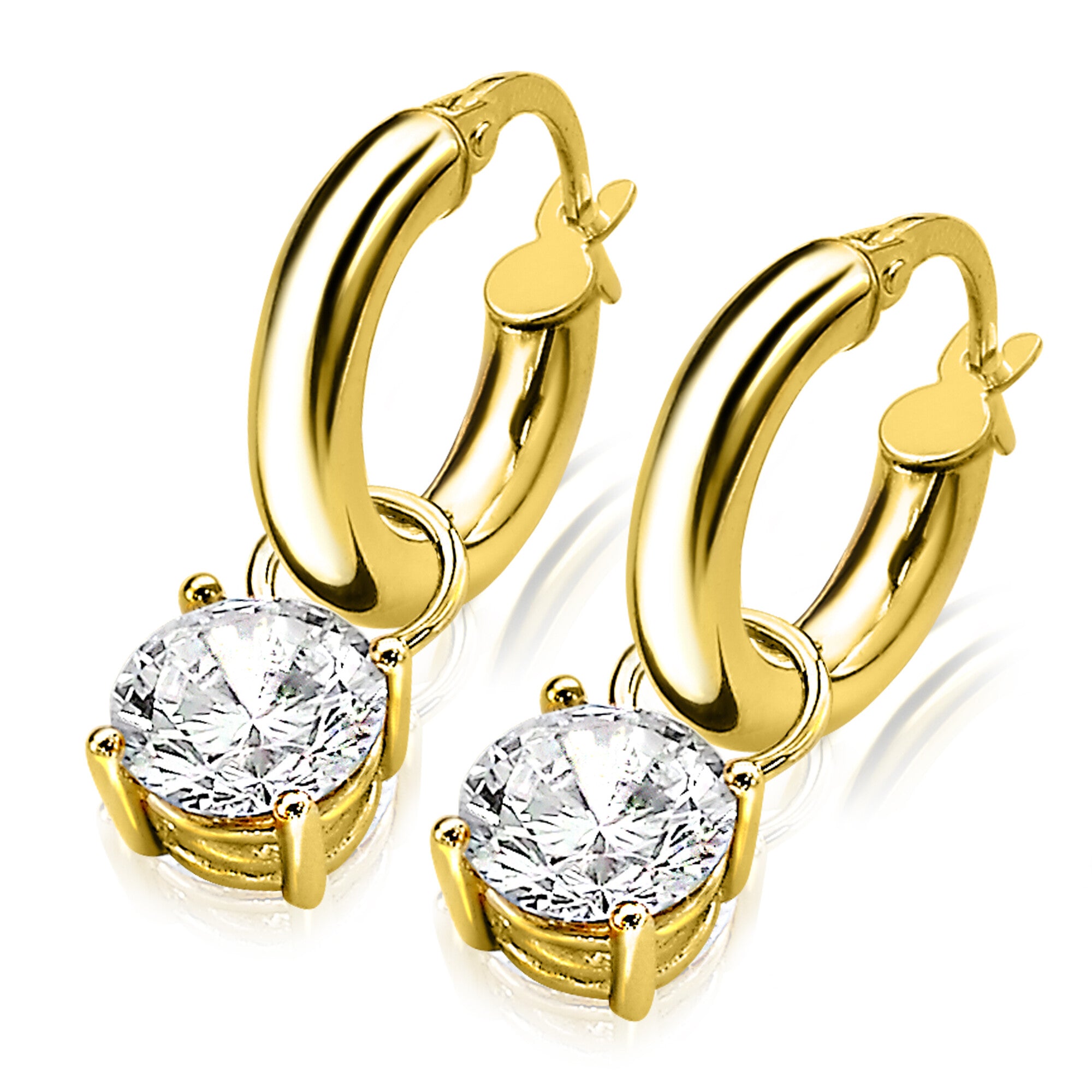 ZINZI 14K Gouden Oorbedels met Witte Zirkonia ZGCH143