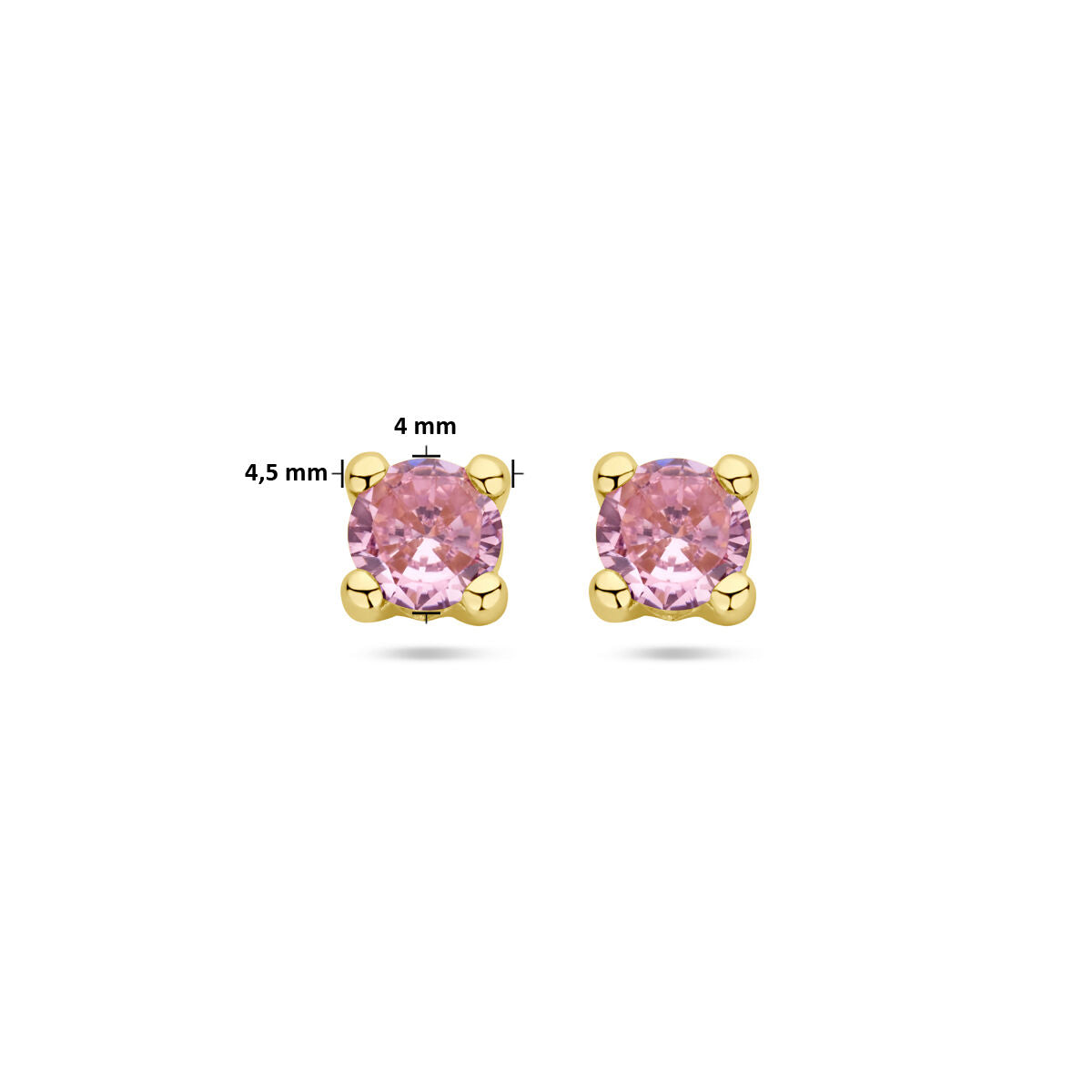 Fantasy Collection Oorbellen roze zirkonia 14K geelgoud