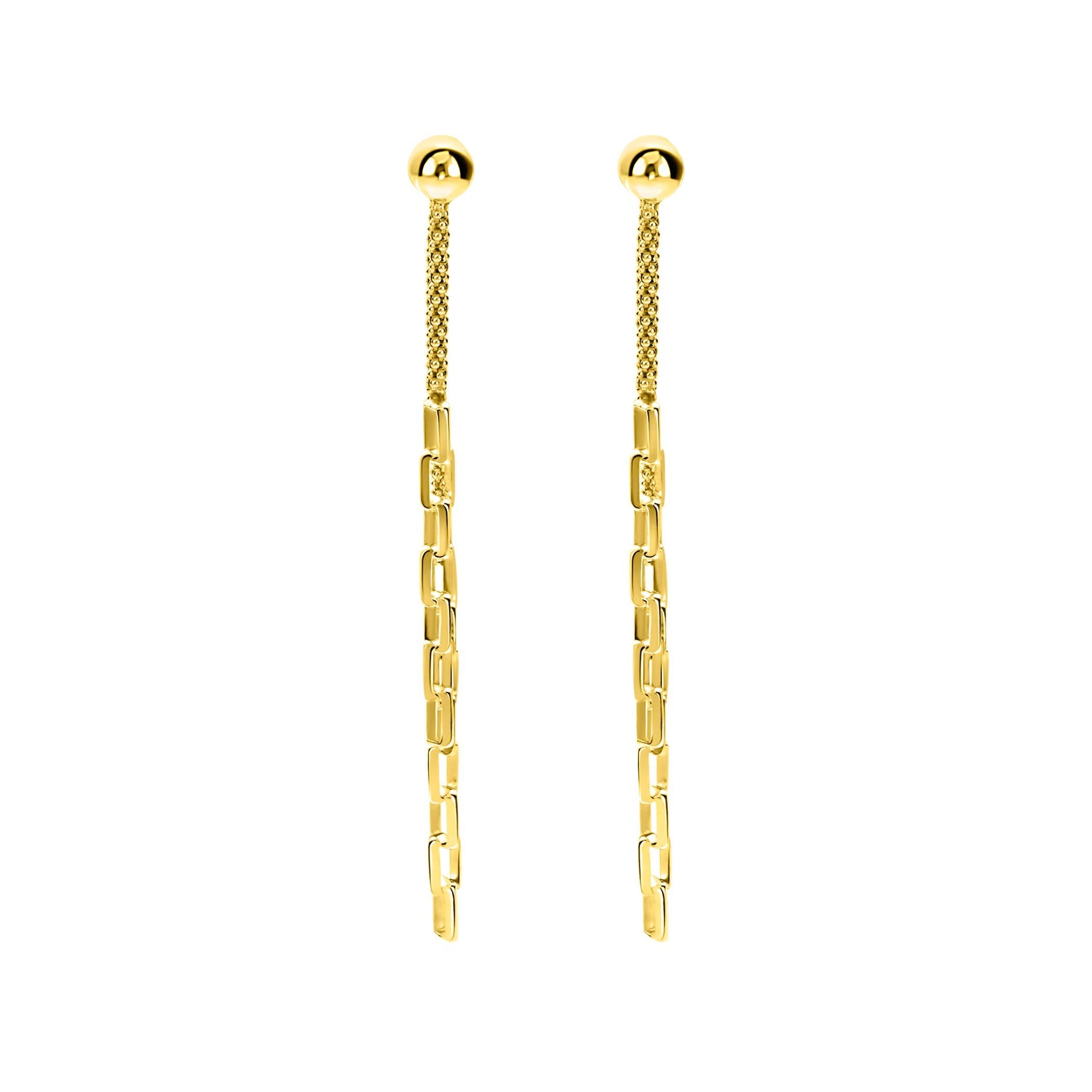 ZINZI gold plated zilveren multi-look oorstekers met bungelende paperclip schakels 65mm ZIO2709G - PansiteNederland.nl