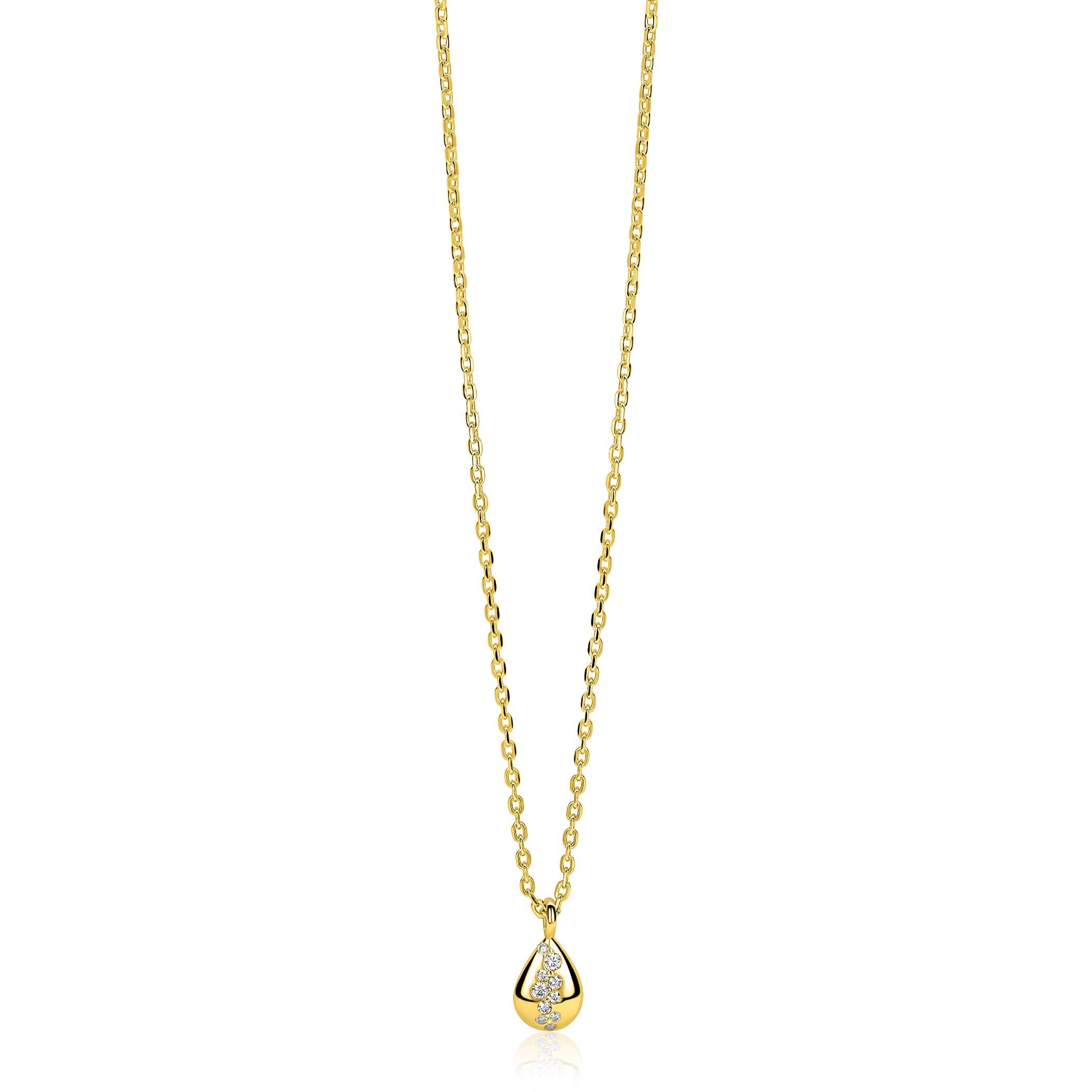 ZINZI Verguld Zilveren Ketting met Witte Zirkonia - ZIC2871