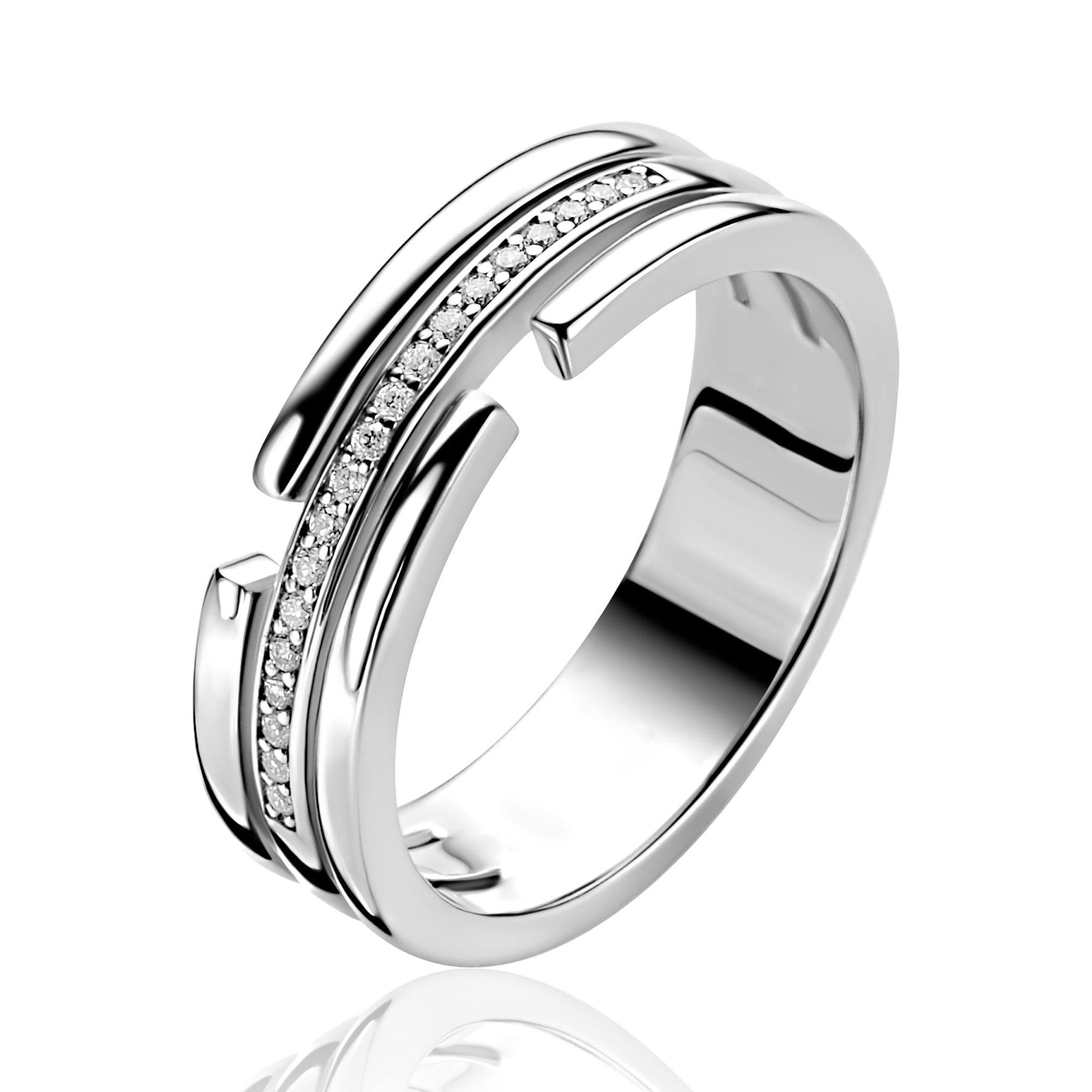 ZINZI zilveren multi-look ring (6mm breed) 3 banen met witte zirkonia ZIR2730 - PansiteNederland.nl