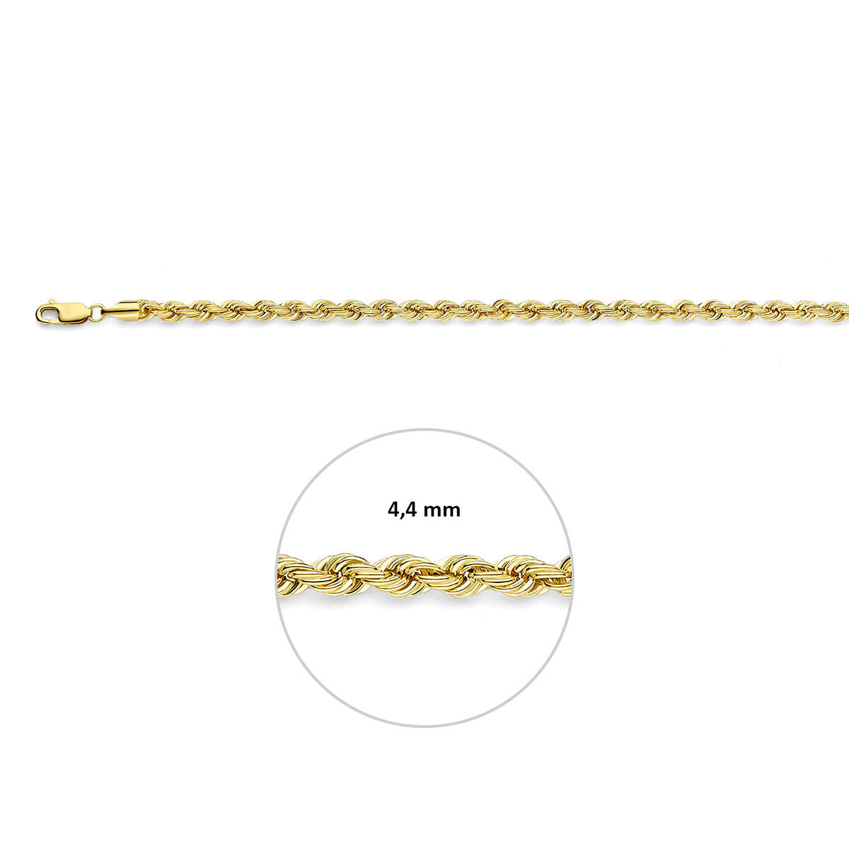 Koord 4,4 mm 14K geelgoud