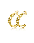 Zinzi Gold 14 krt gouden oorstekers half rond gezet met gourmet schakels, 3mm breed ZGO375 - PansiteNederland.nl