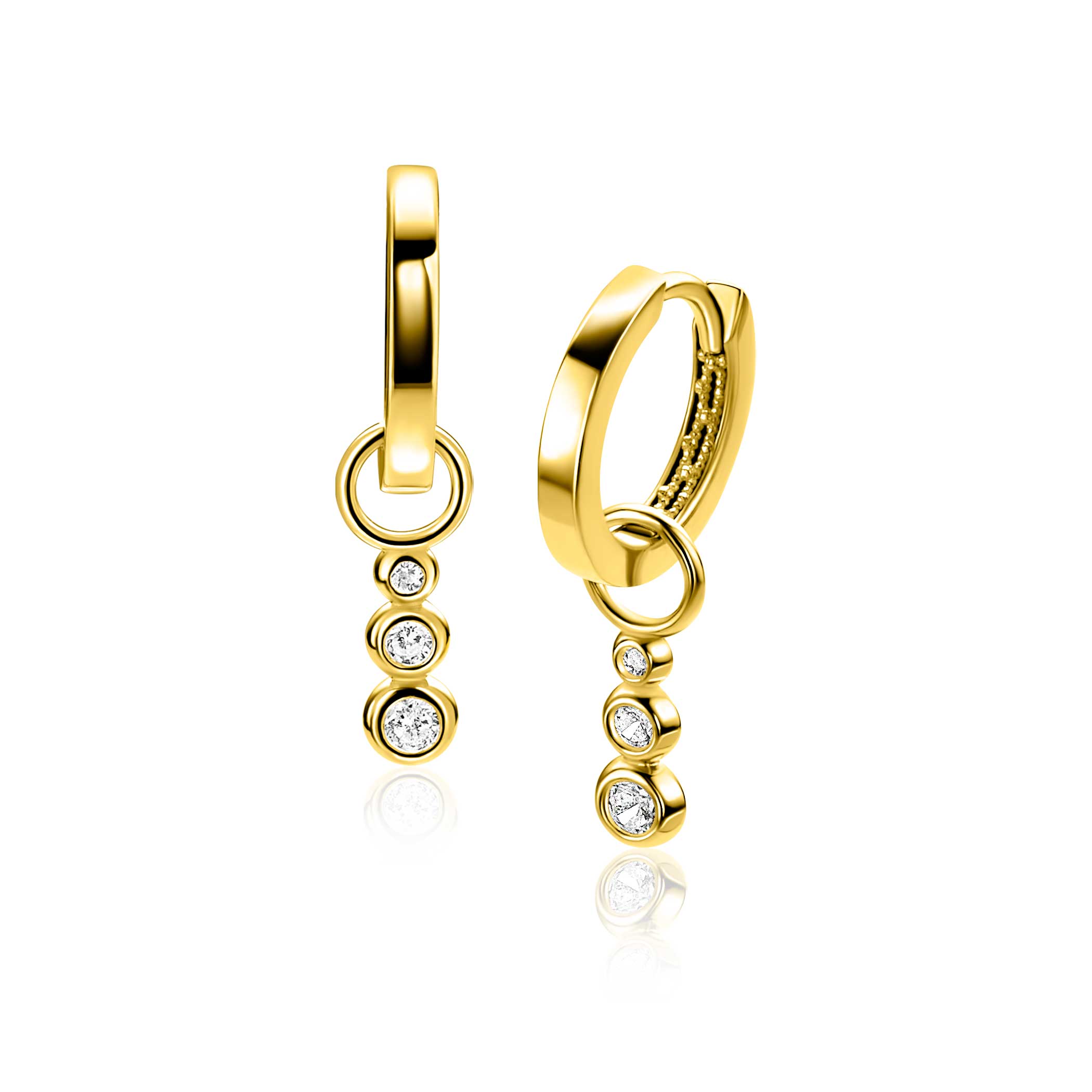 ZINZI 14K Gouden Oorbedels ZGCH556 wit