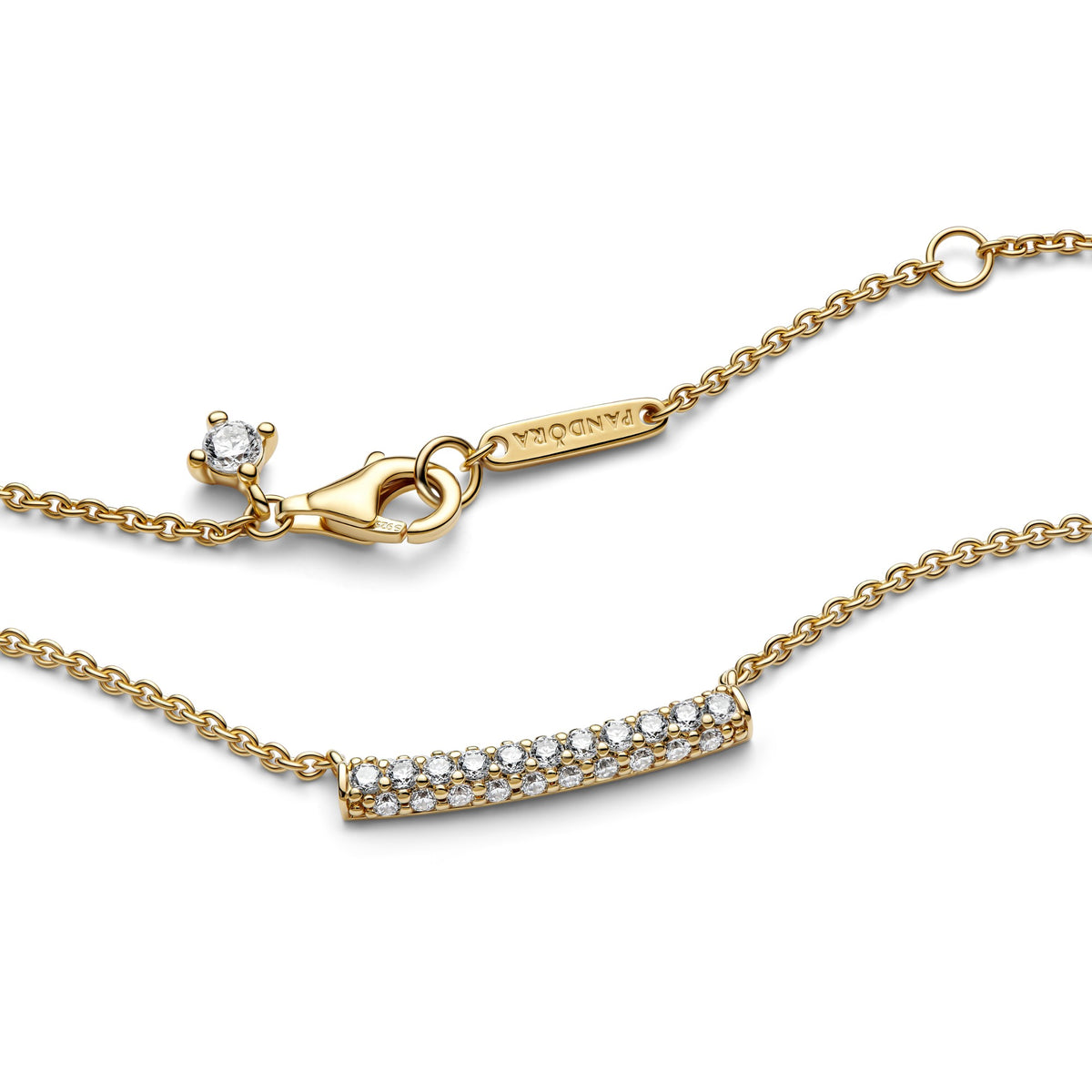 Pandora Timeless Pavé Enkele Rij Balk Halsketting goudverguld 362635C01