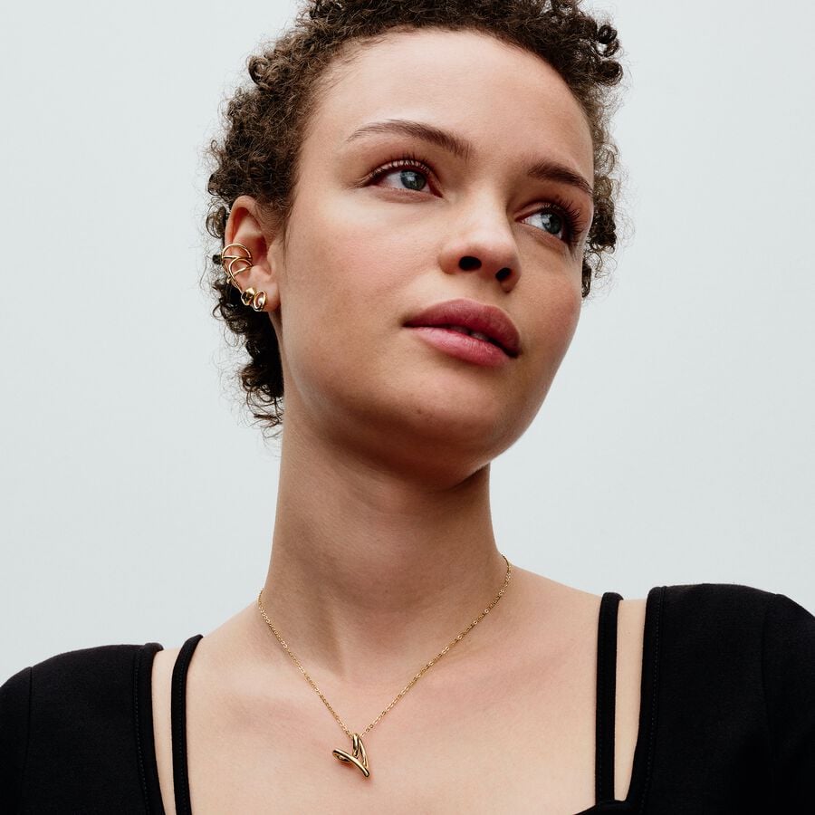 Pandora Organisch Gevormde Ketting met Hartvormige Hanger goudverguld - 363272C00