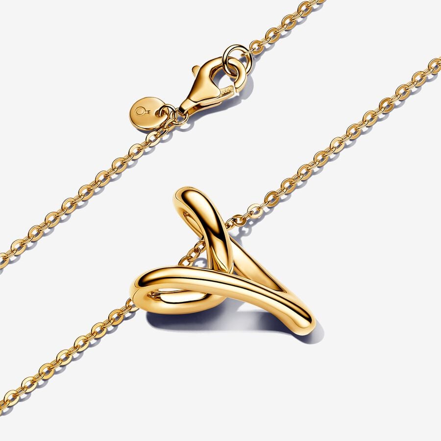 Pandora Organisch Gevormde Ketting met Hartvormige Hanger goudverguld - 363272C00