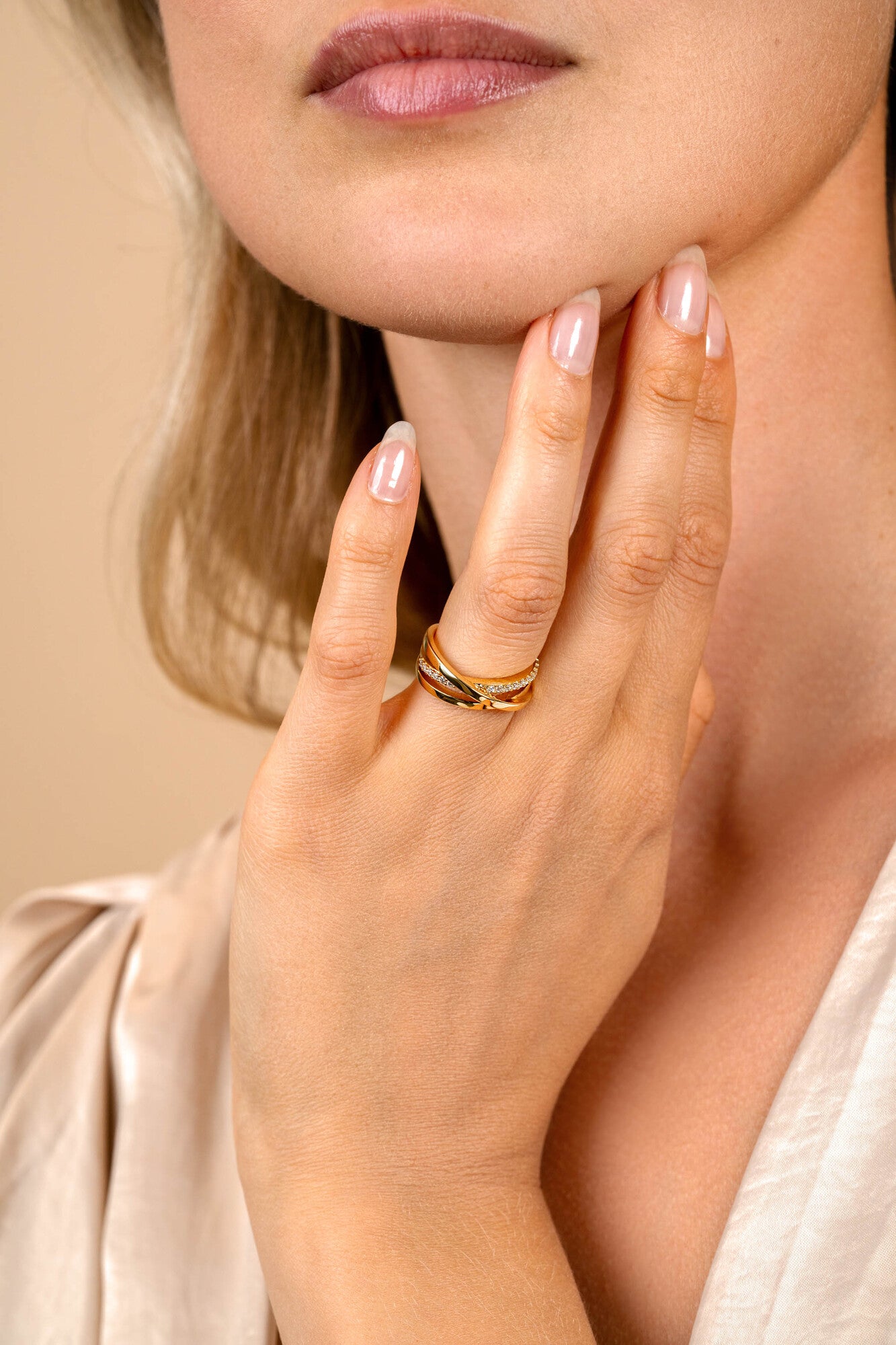 ZINZI Verguld Zilveren Ring met Witte Zirkonia - ZIR1774Y