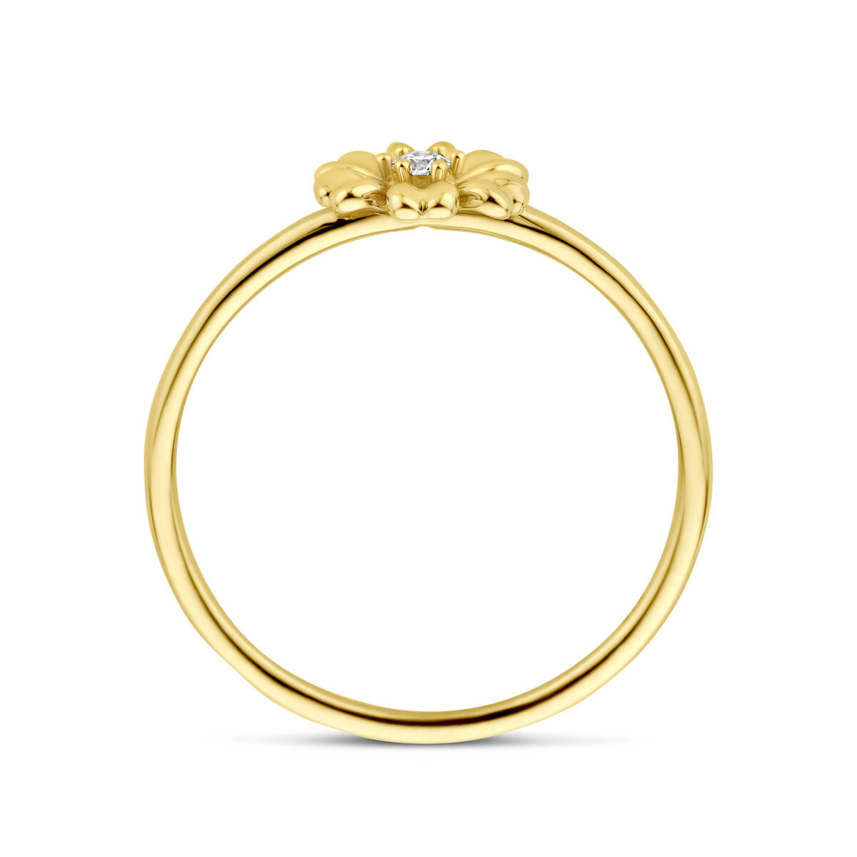Fantasy Collection Ring bloem en zirkonia 14K geelgoud