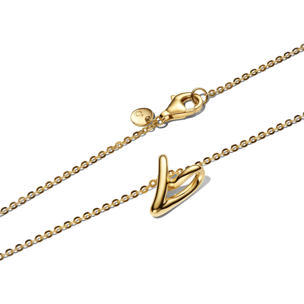 Pandora Organisch Gevormde Ketting met Kleine Hartvormige Hanger goudverguld 364360C00