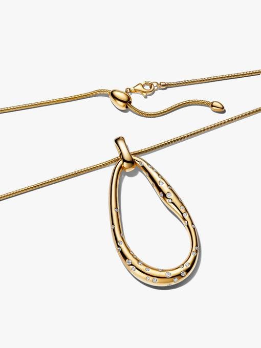 Pandora Organisch Gevormde Sprankelende Statement Hangerketting goudverguld 364667C01