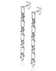 Zinzi 39mm zilveren oorstekers met lang schakelkettinkje gedecoreerd met speelse bolletjes ZIO2586 - PansiteNederland.nl