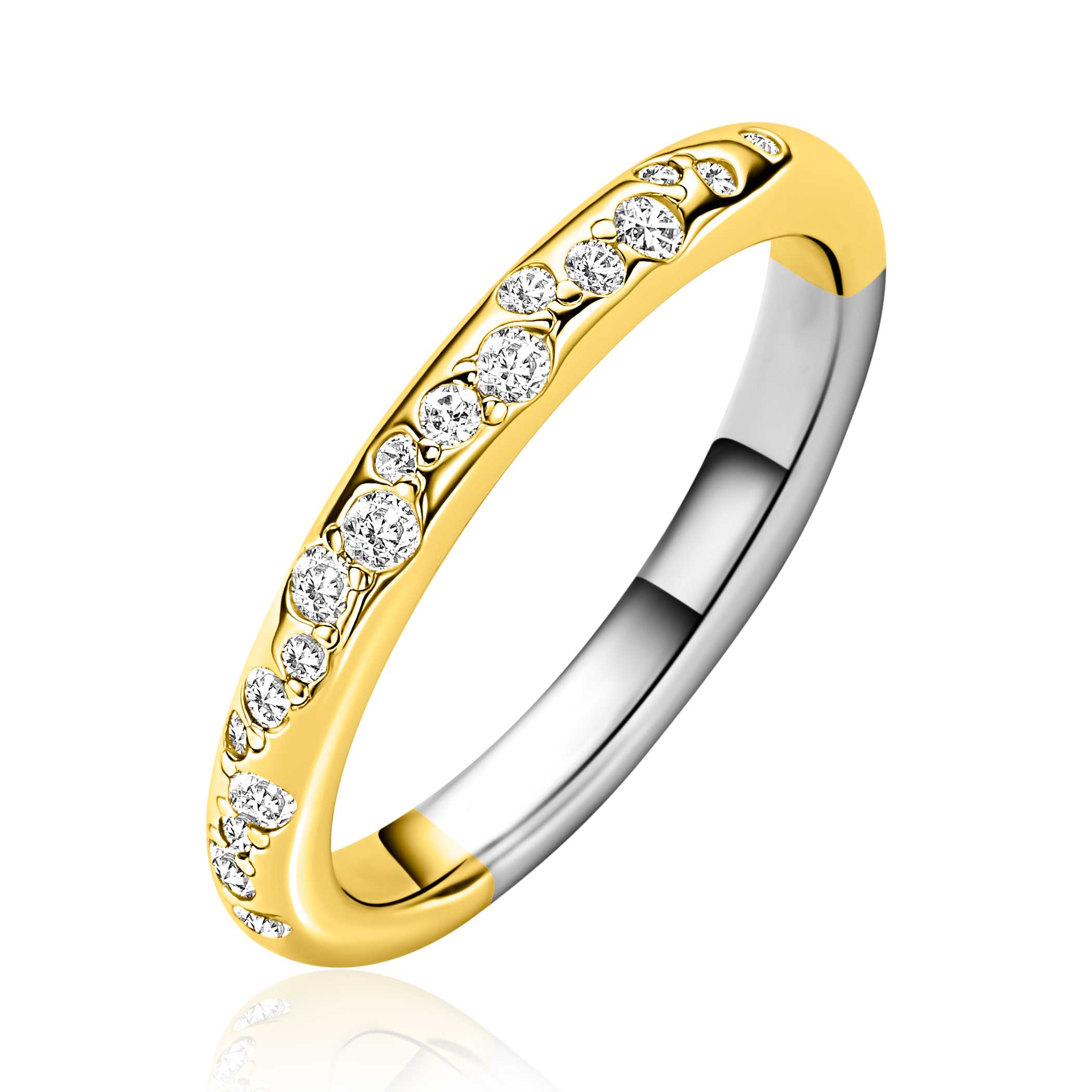 ZINZI Verguld Zilveren Ring met Witte Zirkonia - ZIR2871