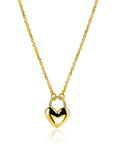 ZINZI gold plated zilvereren schakelketting met hartvormige slot hanger 18mm breed 42-45 cm ZIC2673G