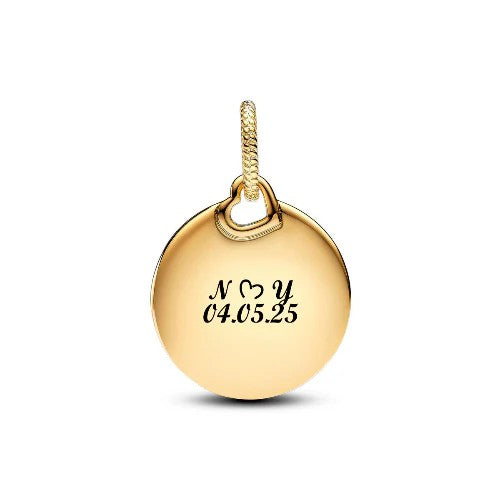 Pandora Graveerbare Rond Label Hangende Bedel goudverguld - 368610C00