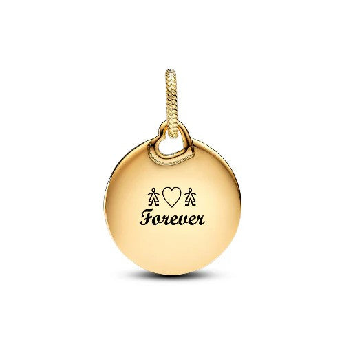 Pandora Graveerbare Rond Label Hangende Bedel goudverguld - 368610C00