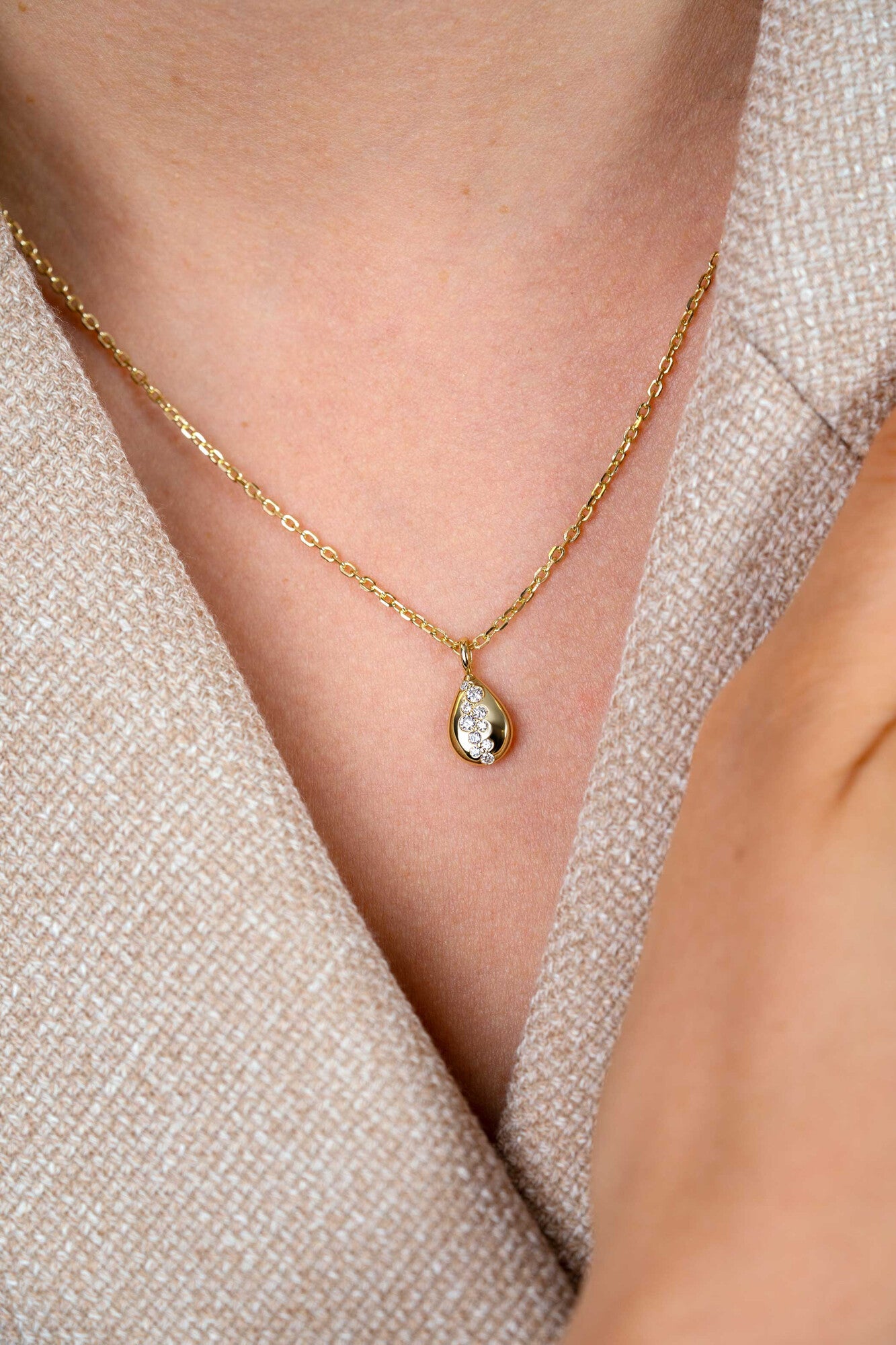 ZINZI Verguld Zilveren Ketting met Witte Zirkonia ZIC2871