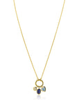 ZINZI Gold Plated Zilveren Ketting met Ronde Sluiting en Drie Bedels 42-45cm ZIC2737