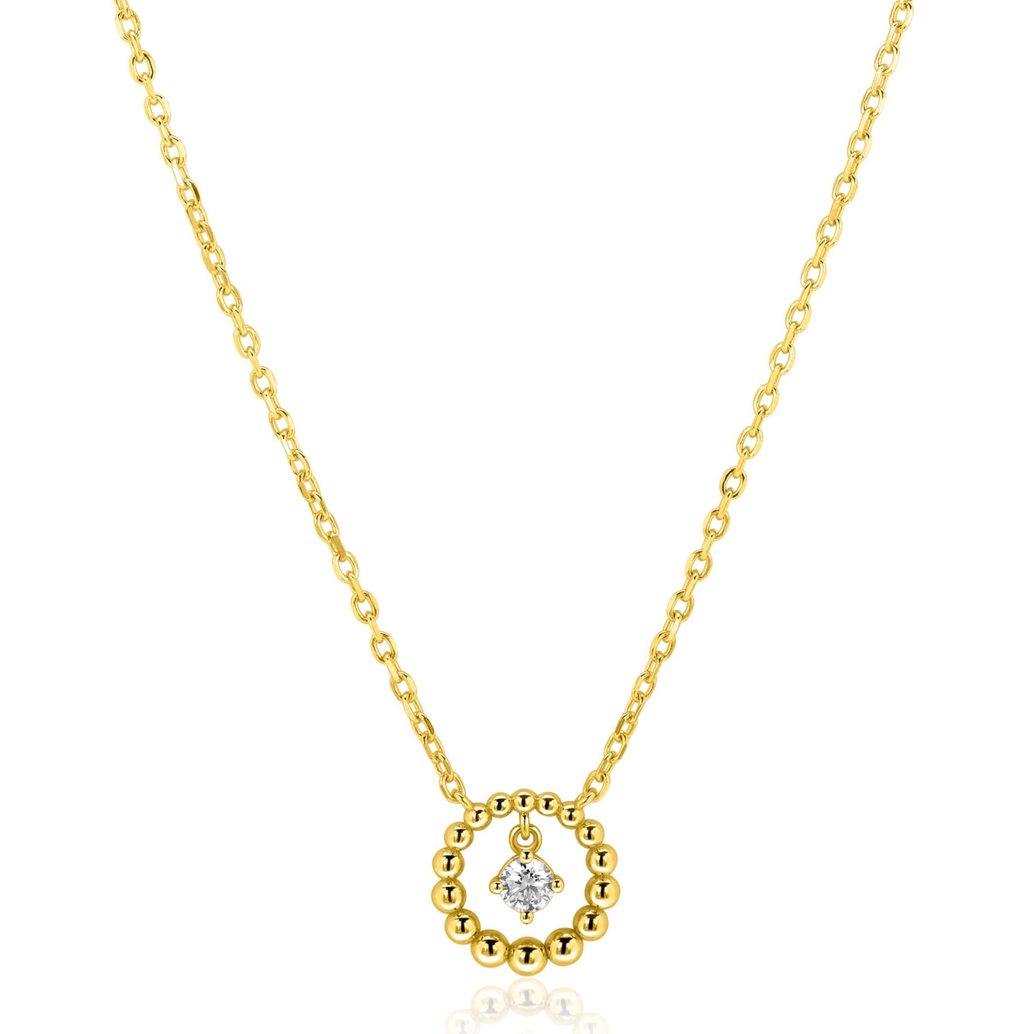 ZINZI Verguld Zilveren Ketting met Witte Zirkonia ZIC2816
