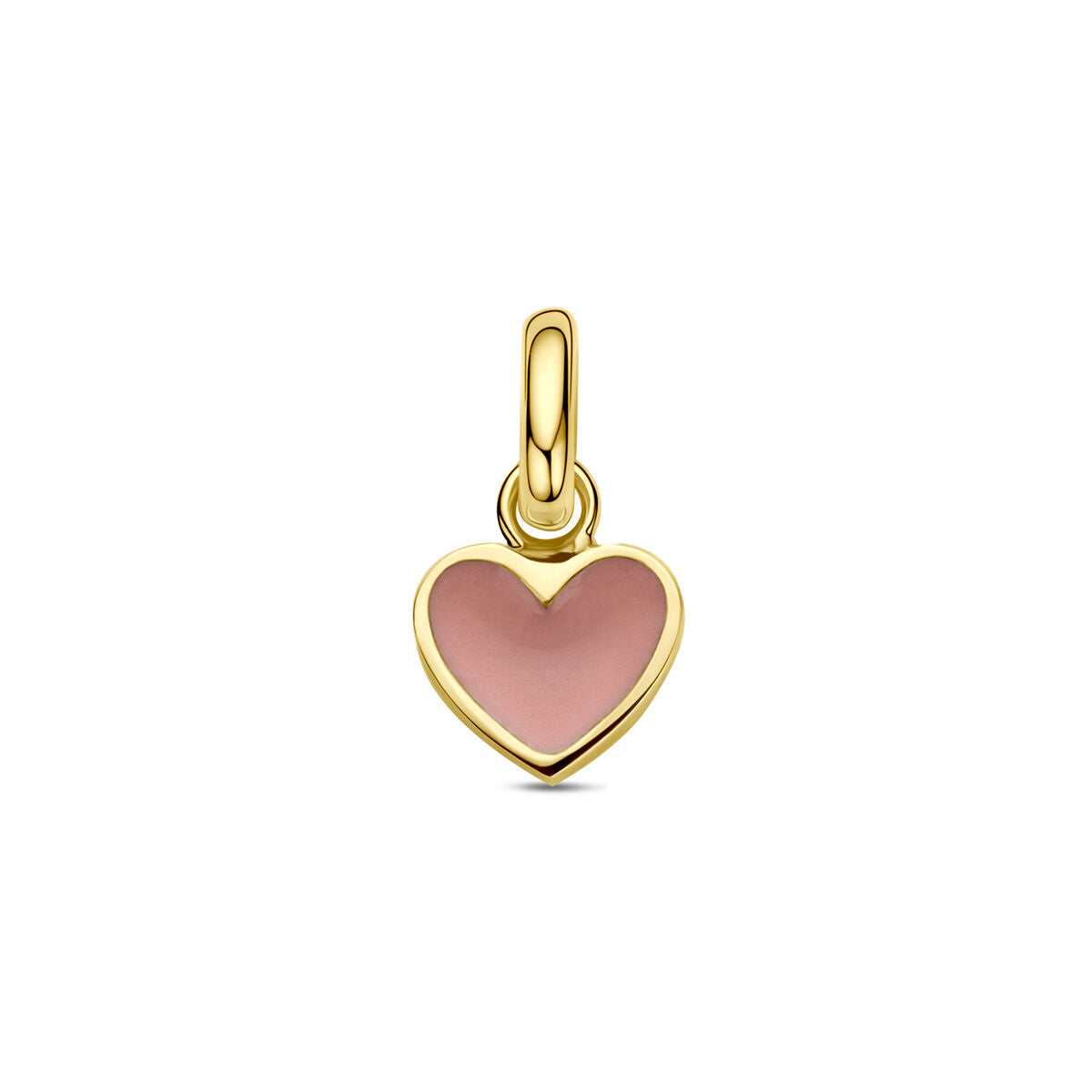 Hanger hartje roze 14K geelgoud 6,5 mm