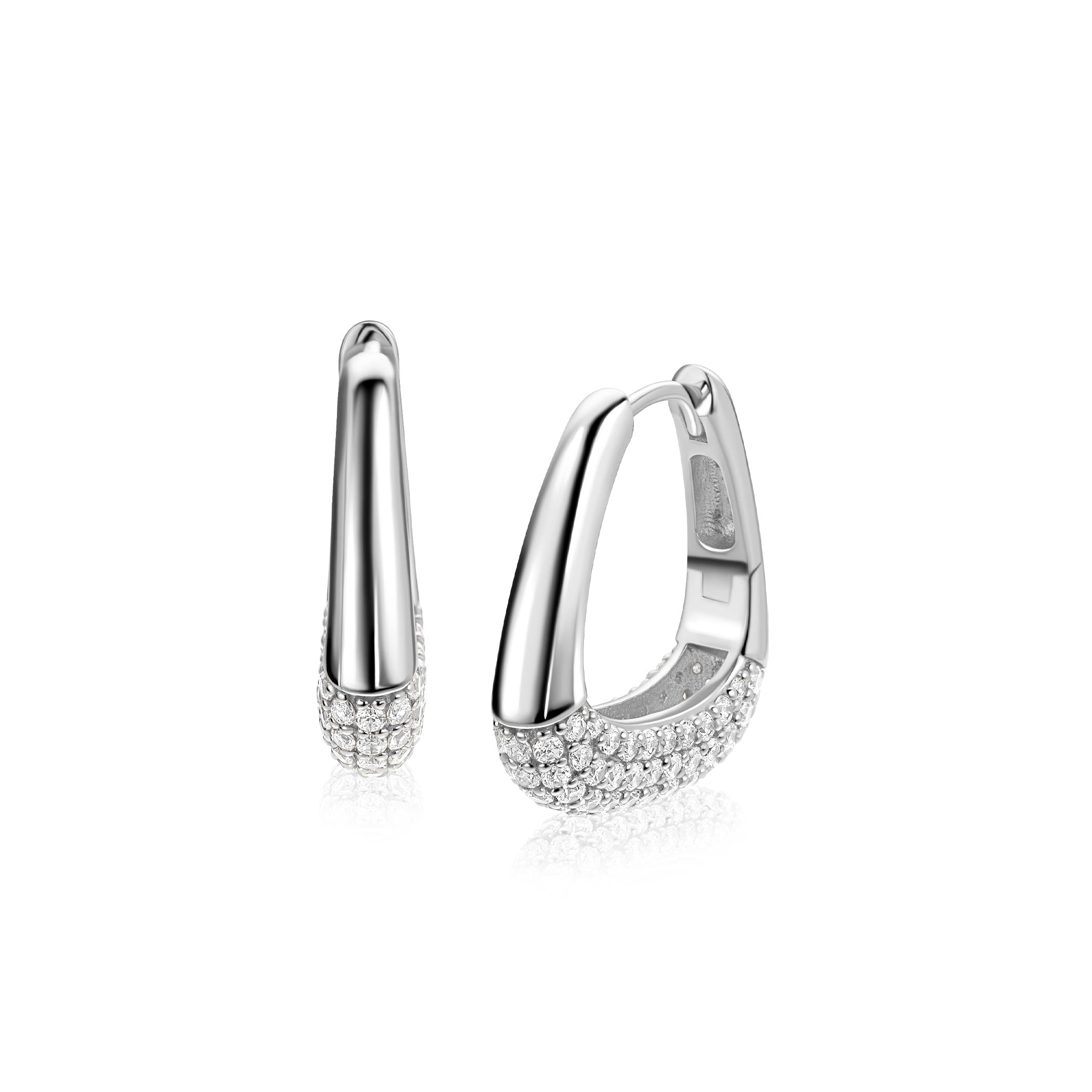 ZINZI Zilveren Oorbellen 21mm wit - ZIO2806