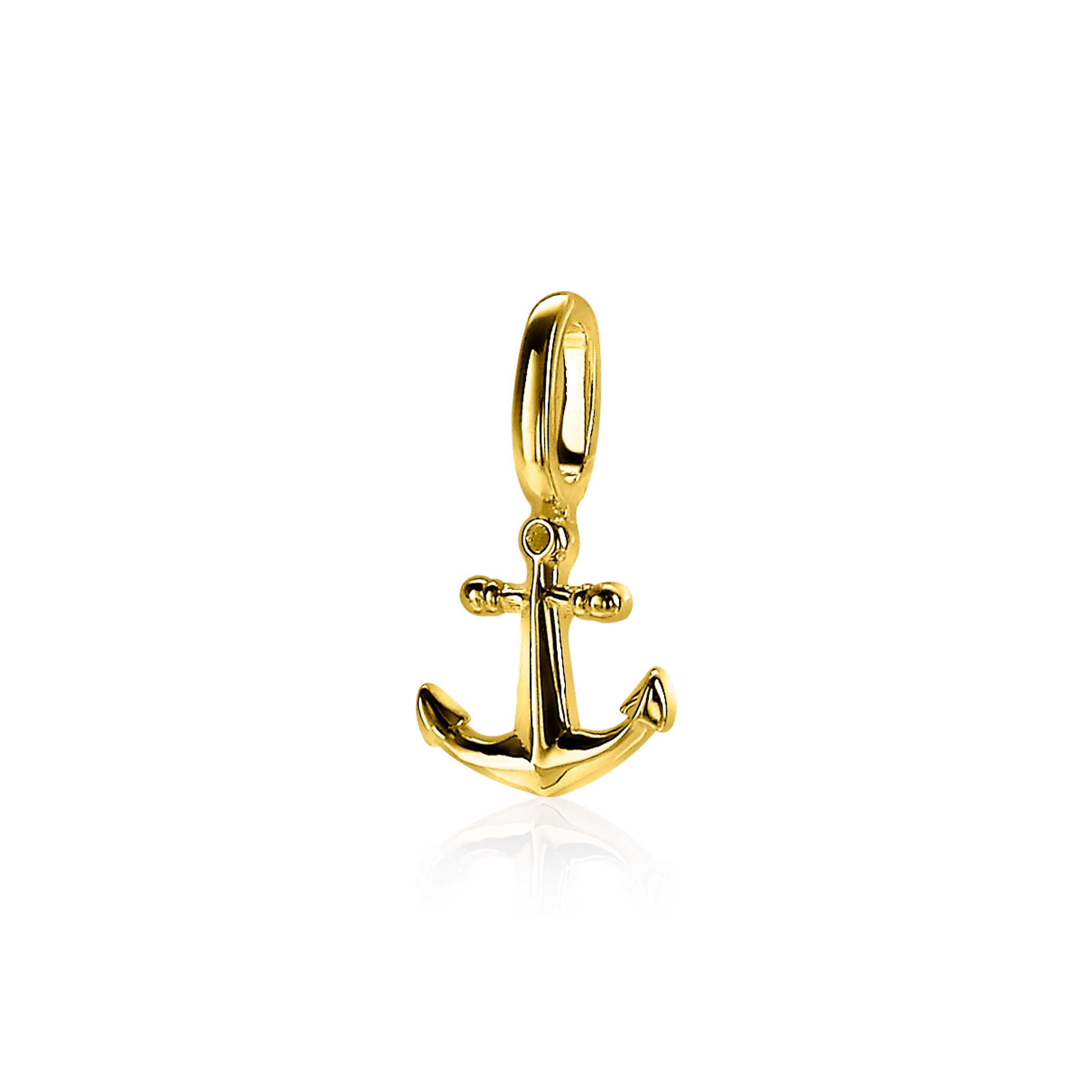 ZINZI zilveren hanger geel verguld anker ZIH2063G (zonder collier)