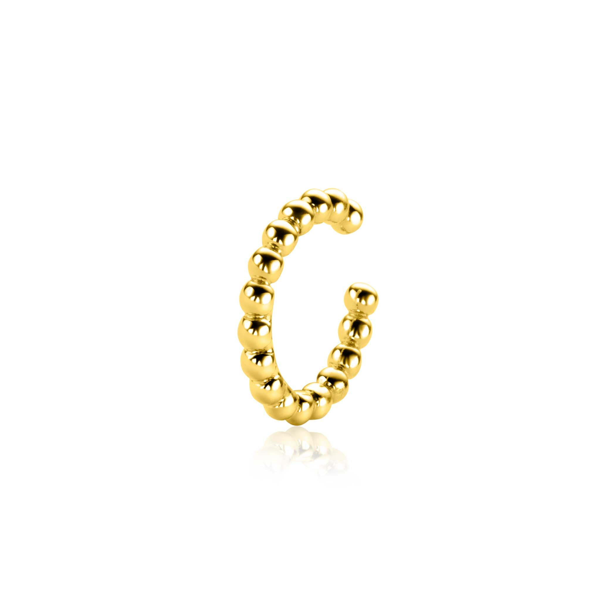 14mm ZINZI gold plated zilveren ear cuff bolletjes per stuk geprijsd ZIO-CUFF2G oorbellen