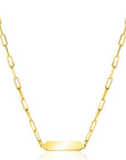 ZINZI Gold Plated Zilveren Paperclip Ketting met Graveerplaat 42-45cm ZIC2530G