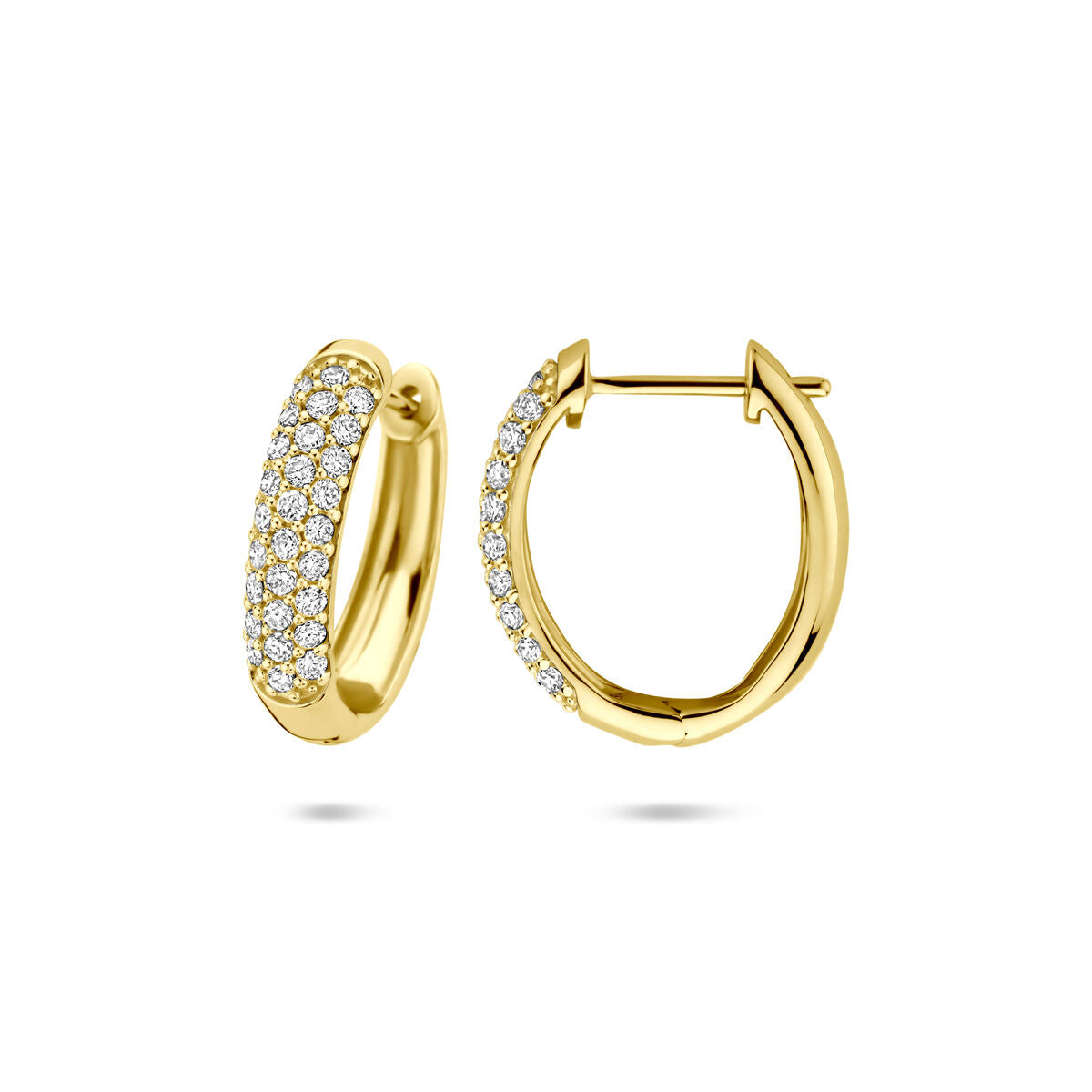 14K geelgouden klapoorringen lab grown diamant 0.755ct 2x 0.3775ct h si 18 mm - 4033721