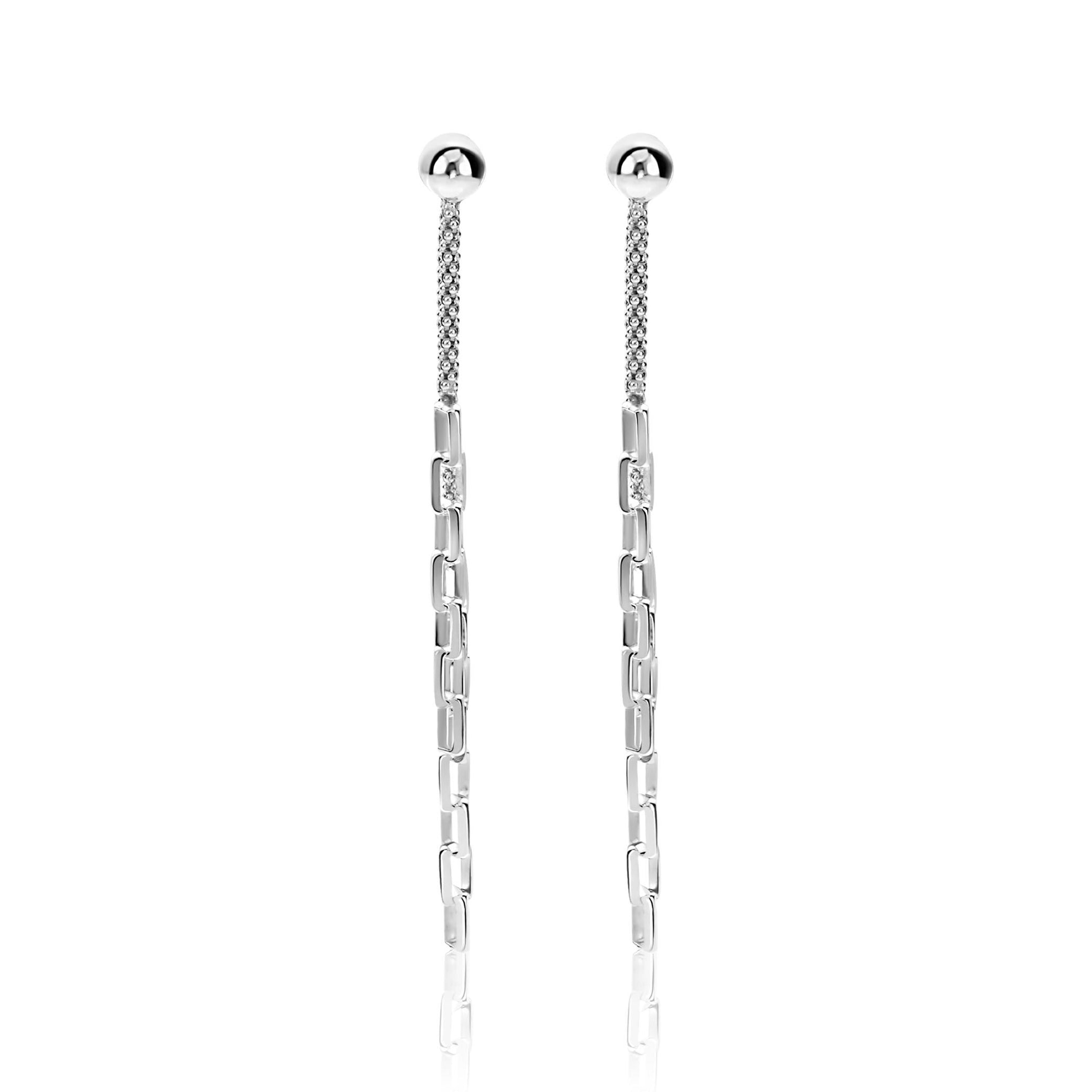 ZINZI zilveren multi-look oorstekers met bungelende paperclip schakels 65mm ZIO2709 - PansiteNederland.nl