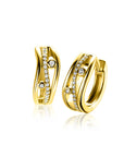 Zinzi 16mm gold plated zilveren multi-look oorringen in golvend design, bezet met witte zirkonia's en luxe klapsluiting ZIO2685 - PansiteNederland.nl