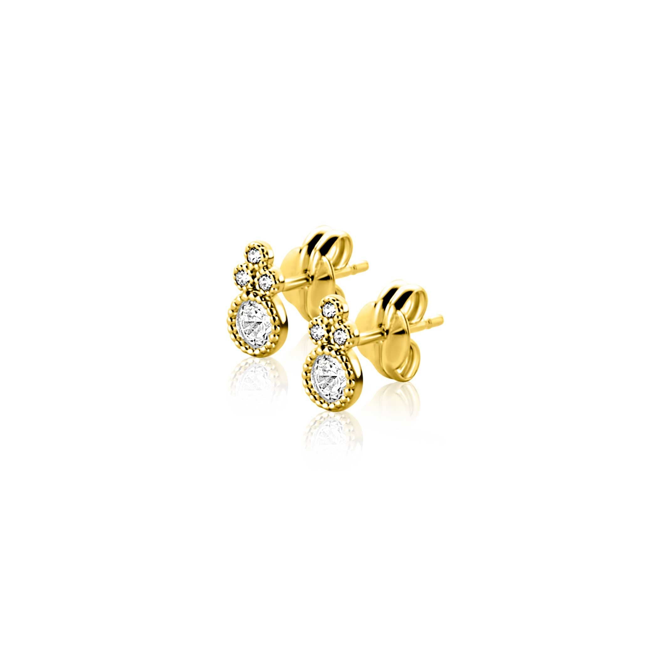 ZINZI 14K Gouden Oorknoppen met Witte Zirkonia ZGO545 oorbellen