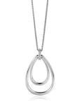 ZINZI zilveren ketting met luxe ovale hanger 45mm, valt lang om de hals ZIC2489