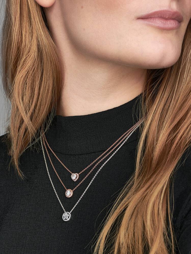Pandora Sparkling Heart Collier Necklace roségoudverguld 388425C01