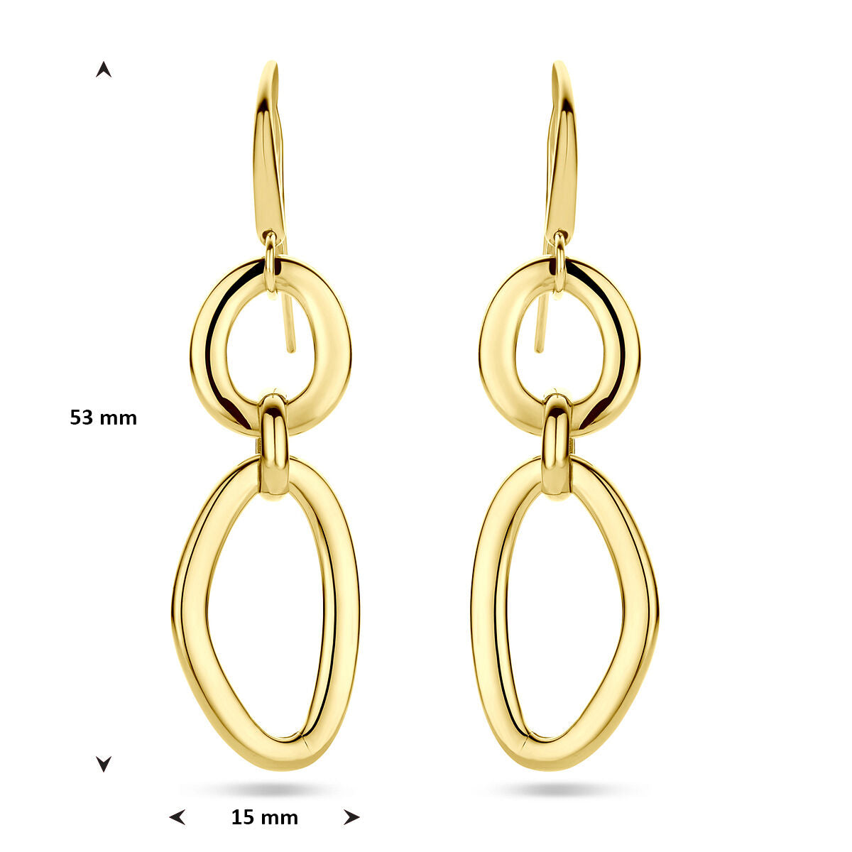 Fantasy Collection Hangende oorbellen schakel franse haak 53 mm 14K geelgoud