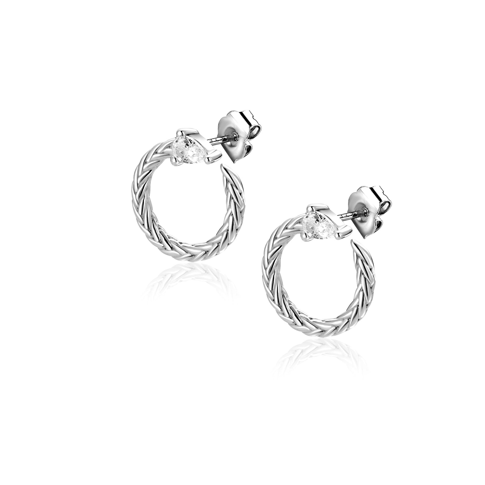 ZINZI zilveren oorstekers open ronde slang met zirkonia 10mm ZIO2722 - PansiteNederland.nl