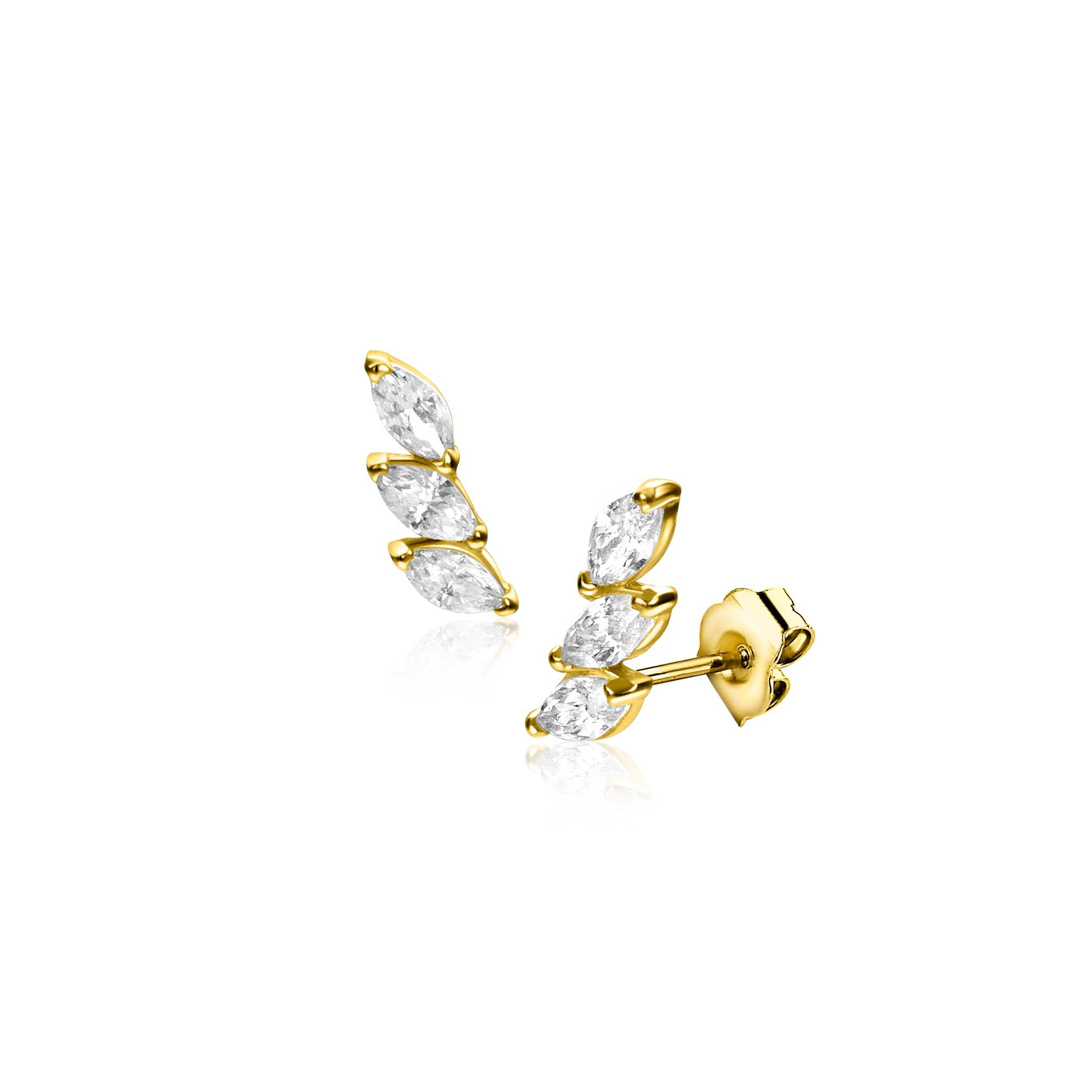 ZINZI 14K Gouden Oorknoppen met Witte Zirkonia ZGO518 oorbellen