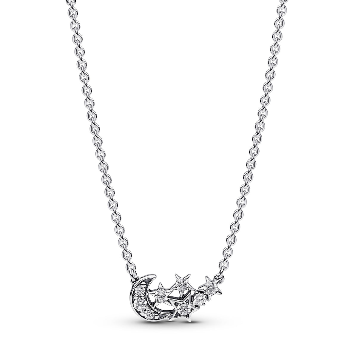 Pandora Sprankelende Maan- en Sterrenhalsketting zilver