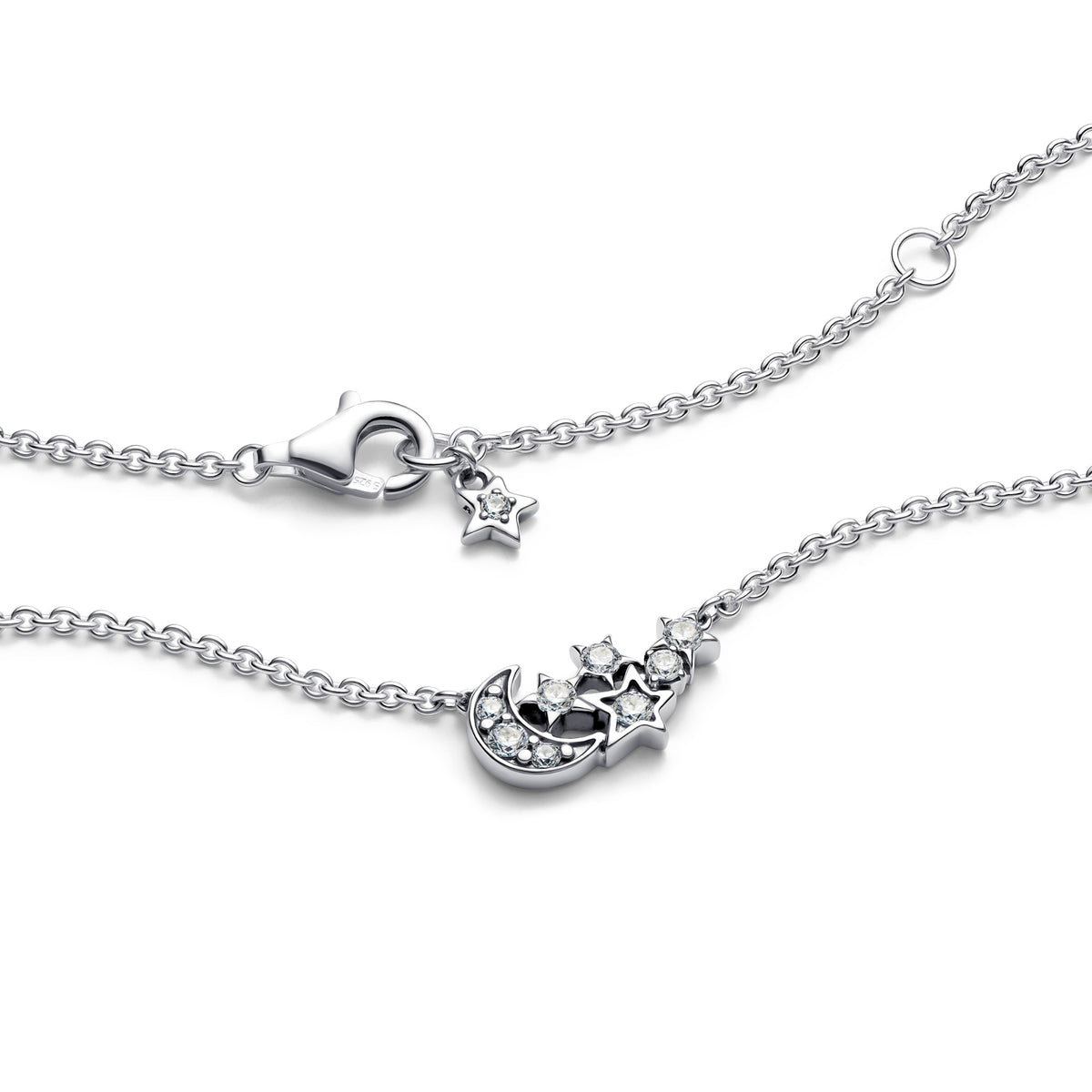 Pandora Sprankelende Maan- en Sterrenhalsketting zilver 392991C01