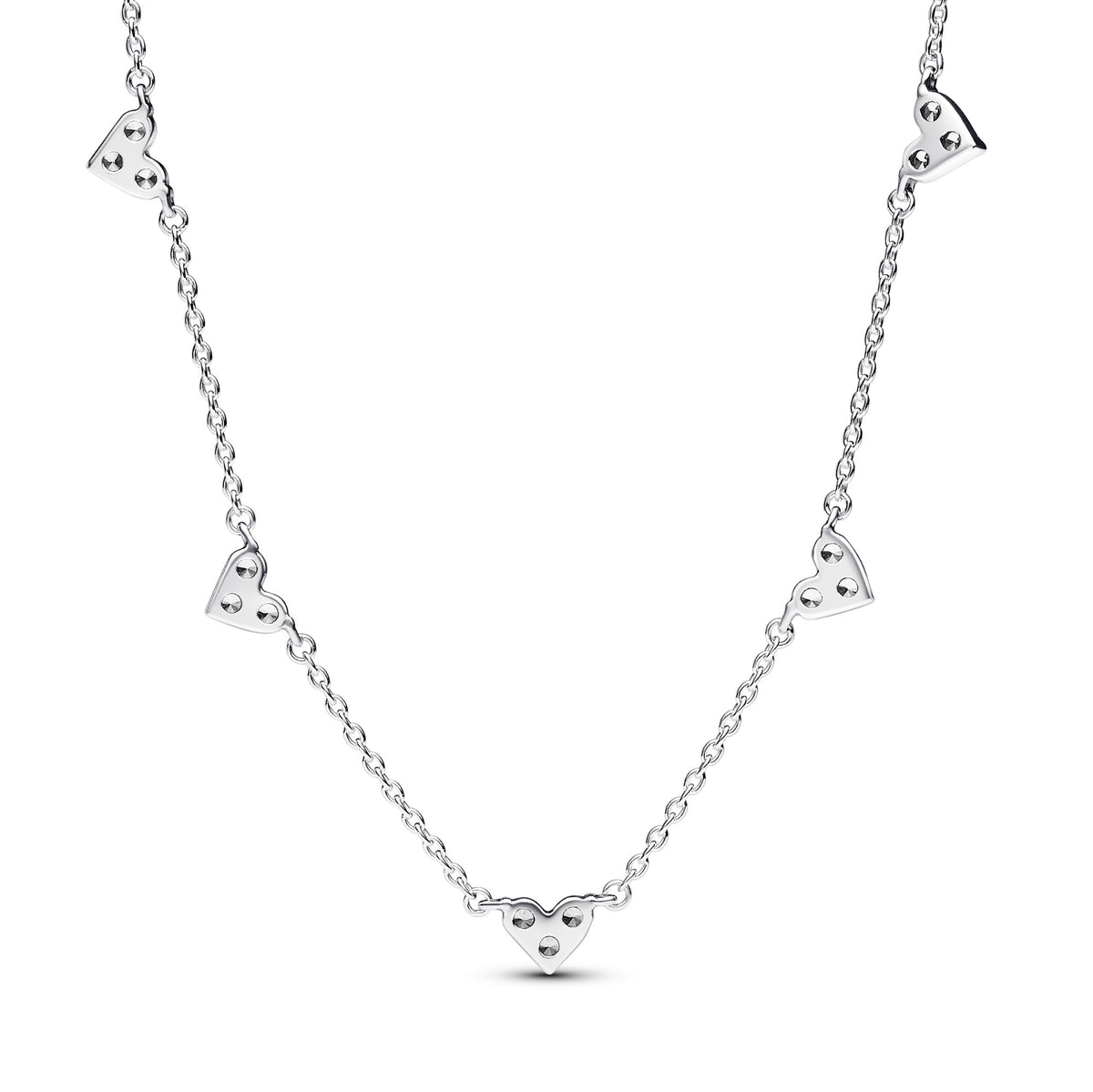 Pandora Hartjes met Drie Stenen Halsketting zilver 393160C01