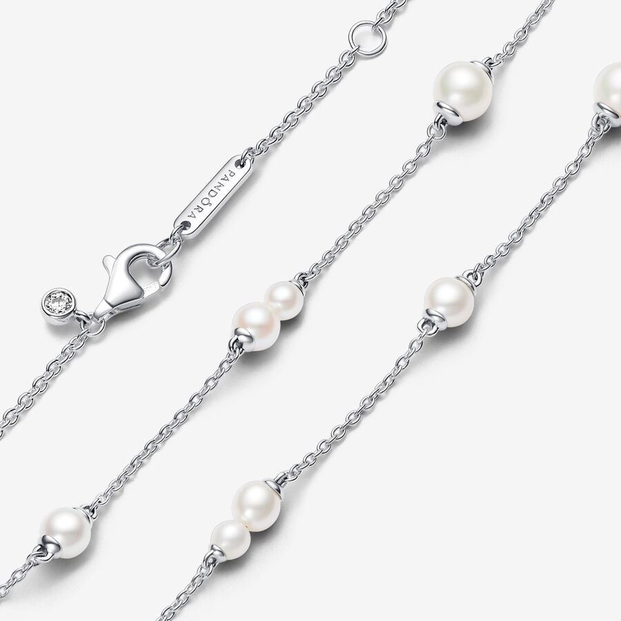 Pandora Behandelde Gecultiveerde Zoetwaterparel Schakelketting zilver - 393175C01