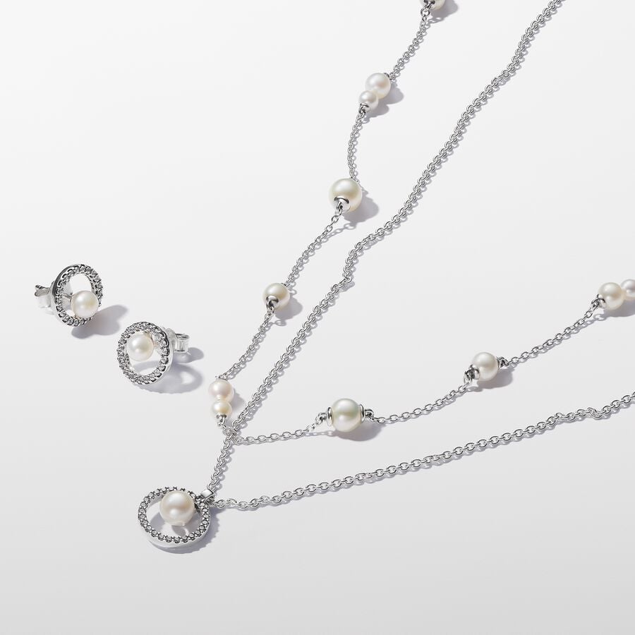 Pandora Behandelde Gecultiveerde Zoetwaterparel Schakelketting zilver - 393175C01