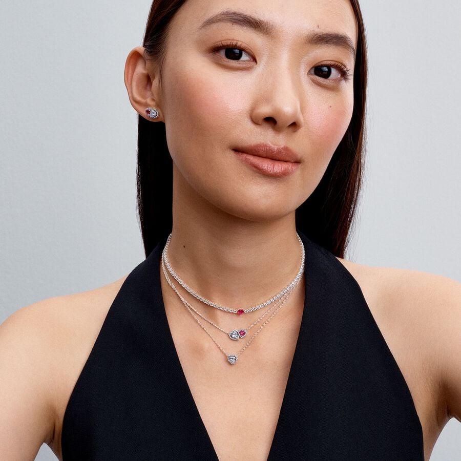 Pandora Halo Harten Ketting met Hanger 393632C01 - PansiteNederland.nl