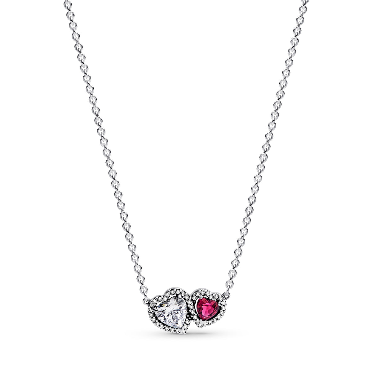 Pandora Halo Harten Ketting met Hanger zilver