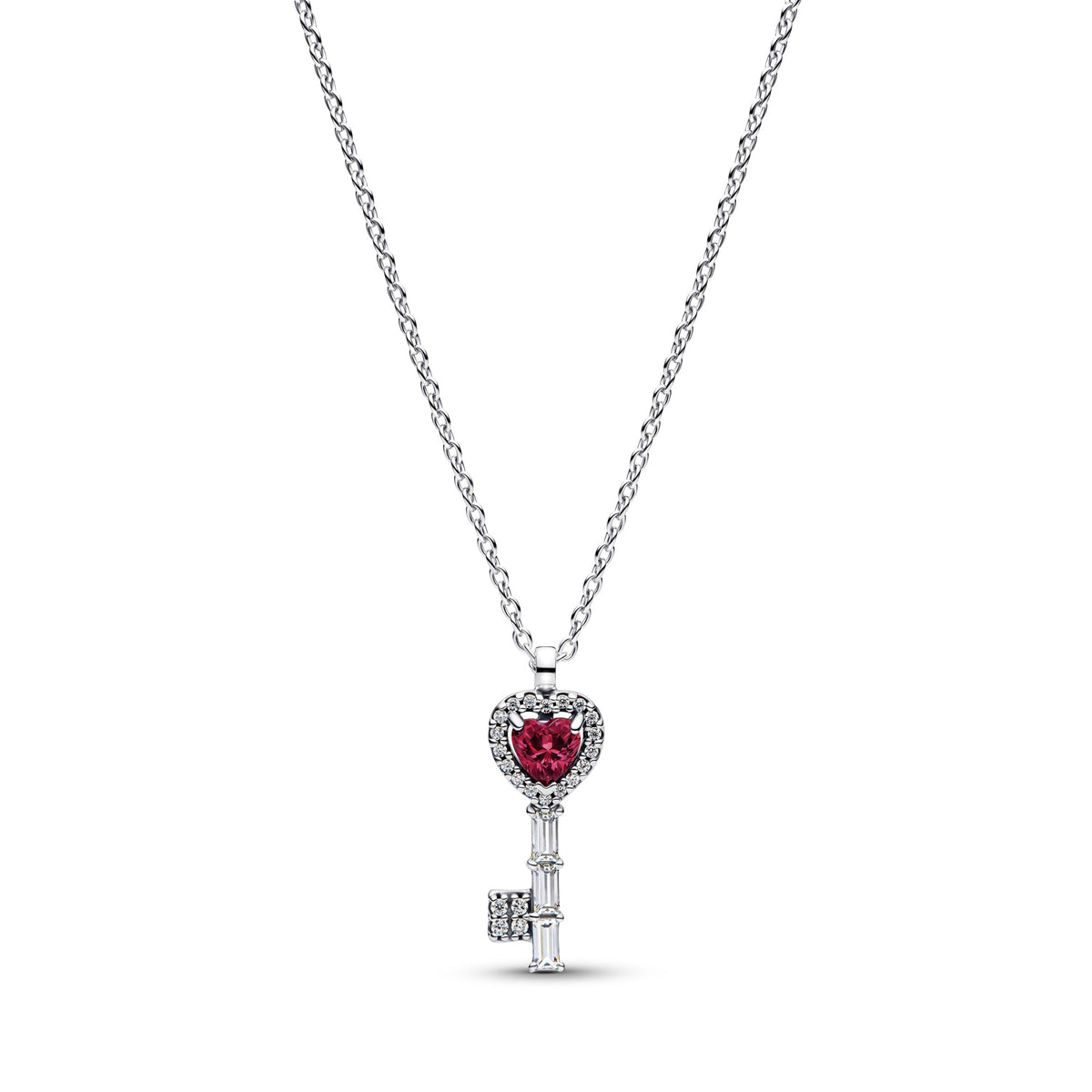 Pandora Verhoogd Hart Sleutel Halsketting zilver