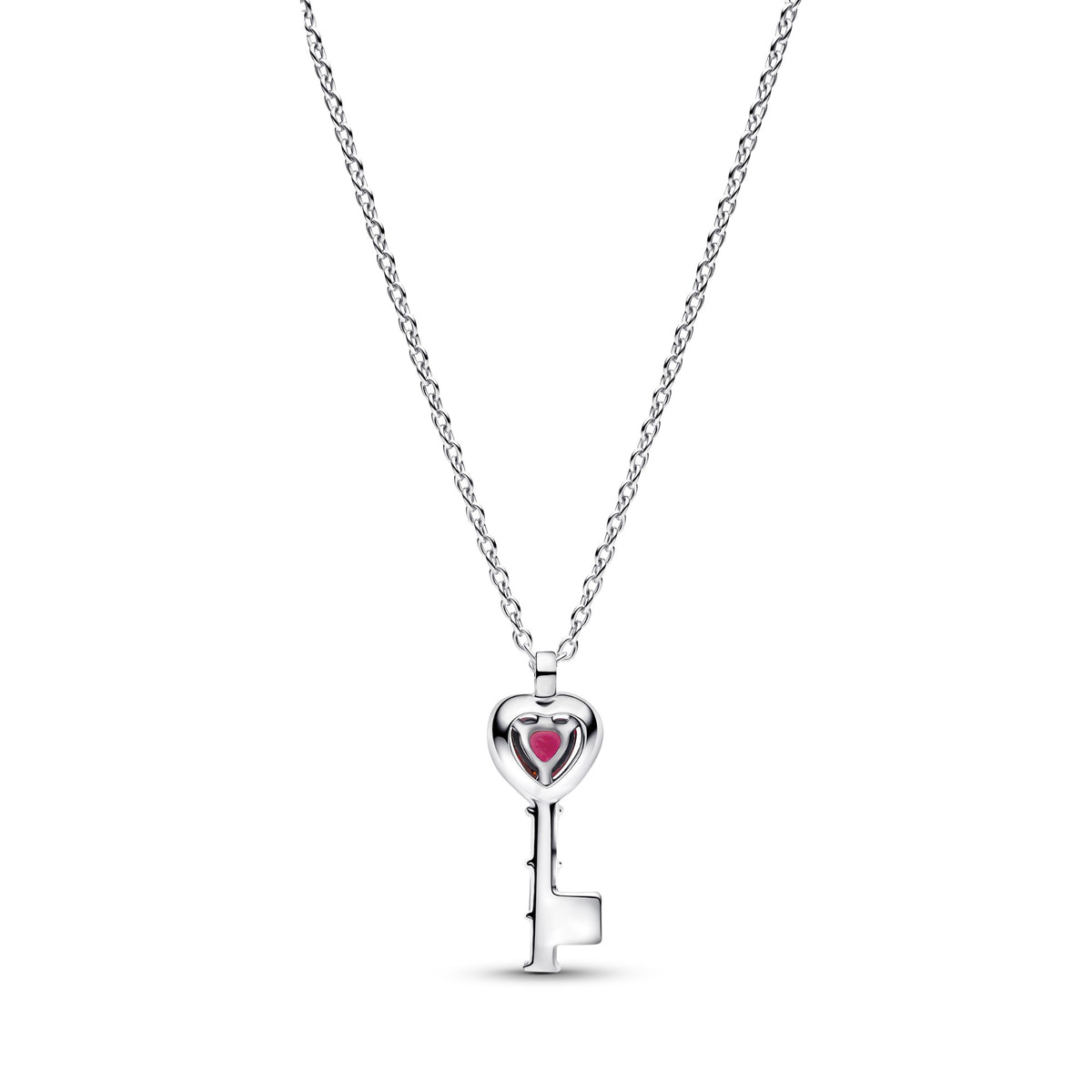 Pandora Verhoogd Hart Sleutel Halsketting zilver 394392C01
