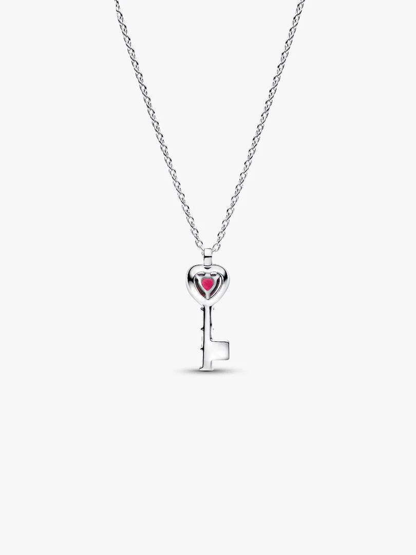 Pandora Verhoogd Hart Sleutel Halsketting zilver - 394392C01