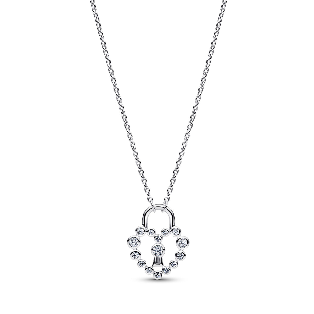Pandora Sprankelend Hart Hangslot Halsketting met Hanger zilver